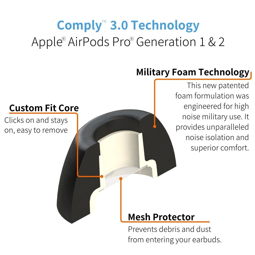 Comply Foam NEW LIMITED EDITION Premium 3.0 Foam Ear Tips for Apple AirPods Pro Gen 1 & 2
