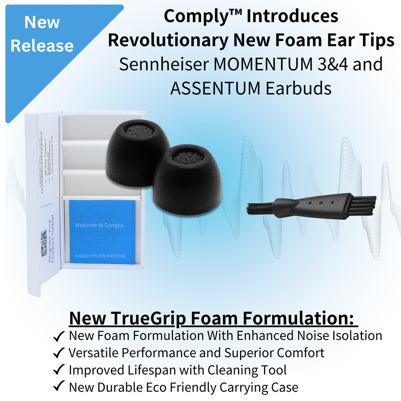 Comply Foam NEW TrueGrip™ Premium Ear Tips for Sennheiser MOMENTUM 3 & 4 and ACCENTUM 