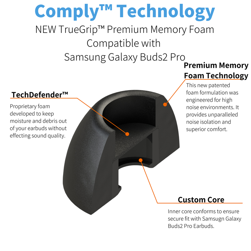 Comply Foam NEW TrueGrip™ Premium Foam Ear Tips for Samsung Galaxy Buds2 Pro 